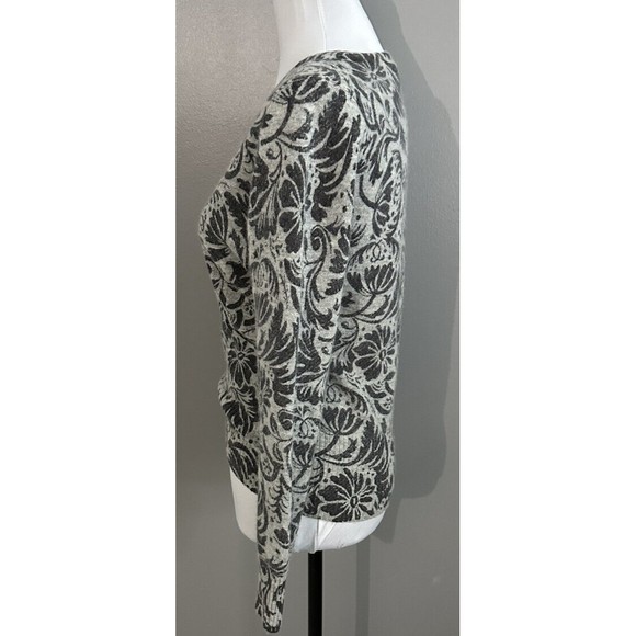 Carol Little Gray Floral Wool/Angora Blend Size S Sweater Faux Wrap V-Neck EUC - Picture 2 of 6